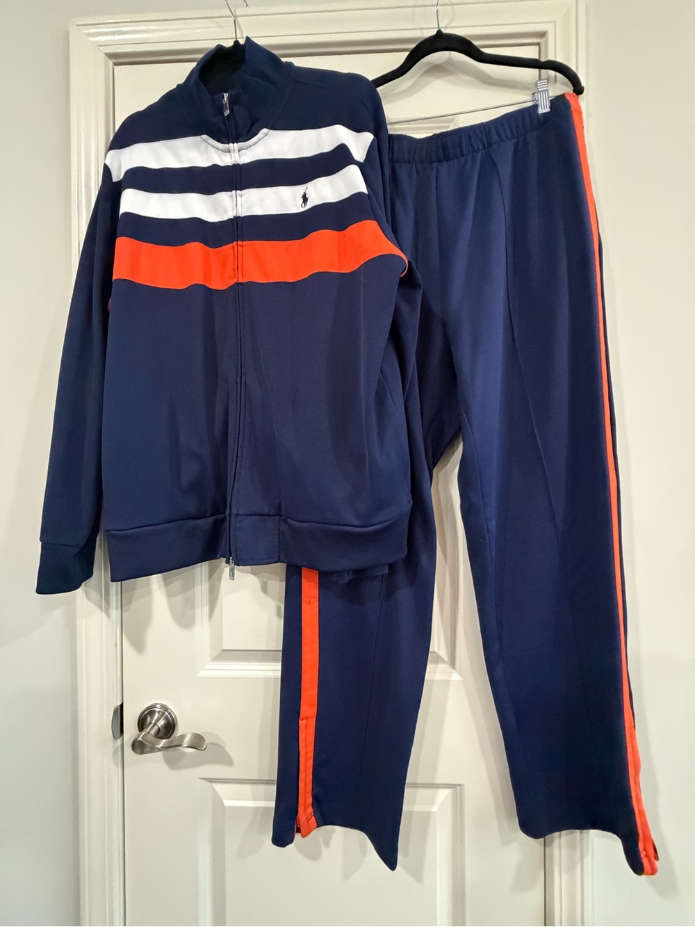 Men’s Polo by Ralph Lauren Navy, White & Orange Tricot Tracksuit